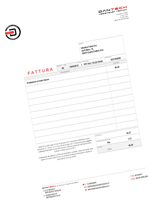 grafica aziendale coordinata: la fattura di vendita