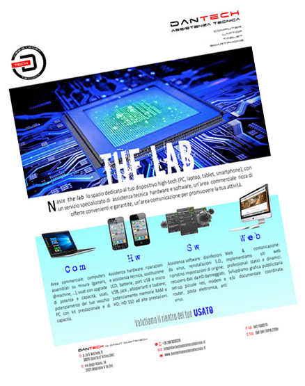 grafica comunicativa nel flyer - volantino, vista fronte